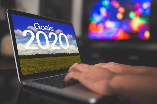 Laptop Opened With 2020 Goals On Screen